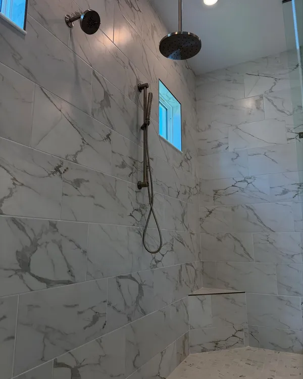 Bathroom lighting and water-resistant flooring